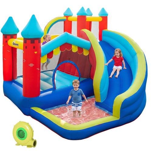 Outsunny kids bouncy castle - castle, w/